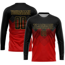 Laden Sie das Bild in den Galerie-Viewer, Uksn Individuelles Rot Schwarz-Altgold Sublimations-Fußballtrikot
