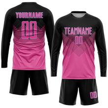 Laden Sie das Bild in den Galerie-Viewer, Uksn Individuelles Pink Schwarz-Hellblau Farbverlauf Quadrat Form Sublimations-Fußballtrikot
