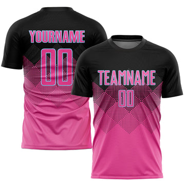 Uksn Individuelles Pink Schwarz-Hellblau Farbverlauf Quadrat Form Sublimations-Fußballtrikot