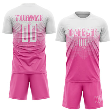 Uksn Individuelles Pink Weiß Sublimations-Fußballtrikot