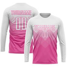 Laden Sie das Bild in den Galerie-Viewer, Uksn Individuelles Pink Weiß Sublimations-Fußballtrikot
