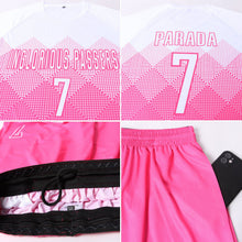 Laden Sie das Bild in den Galerie-Viewer, Uksn Individuelles Pink Weiß Sublimations-Fußballtrikot
