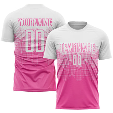Uksn Individuelles Pink Weiß Sublimations-Fußballtrikot