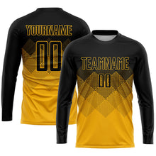Laden Sie das Bild in den Galerie-Viewer, Uksn Individuelles Gold Schwarz Sublimations-Fußballtrikot
