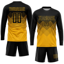 Laden Sie das Bild in den Galerie-Viewer, Uksn Individuelles Gold Schwarz Sublimations-Fußballtrikot
