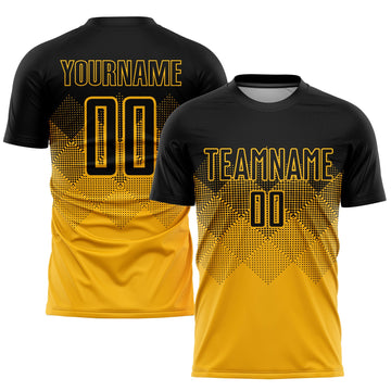 Uksn Individuelles Gold Schwarz Sublimations-Fußballtrikot