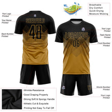 Laden Sie das Bild in den Galerie-Viewer, Uksn Individuelles Altgold Schwarz Sublimations-Fußballtrikot
