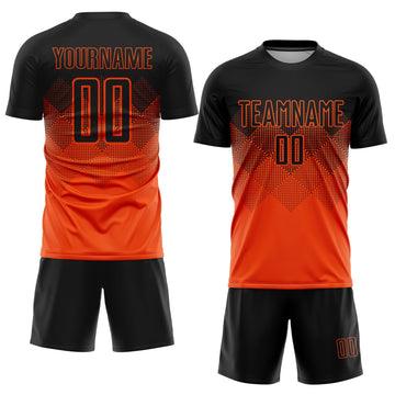 Uksn Individuelles Orange Schwarz Sublimations-Fußballtrikot