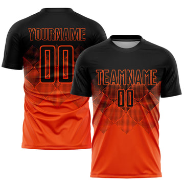 Uksn Individuelles Orange Schwarz Sublimations-Fußballtrikot