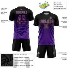 Laden Sie das Bild in den Galerie-Viewer, Uksn Individuelles Schwarz Violett-Altgold Sublimations-Fußballtrikot
