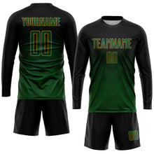 Laden Sie das Bild in den Galerie-Viewer, Uksn Individuelles Schwarz Grün-Altgold Sublimations-Fußballtrikot
