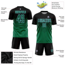 Laden Sie das Bild in den Galerie-Viewer, Uksn Individuelles Schwarz Kelly-Grün-Hellblau Sublimations-Fußballtrikot
