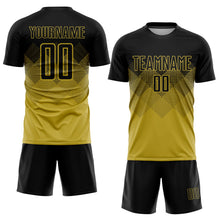 Laden Sie das Bild in den Galerie-Viewer, Uksn Individuelles Altgold Schwarz Sublimations-Fußballtrikot
