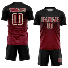 Laden Sie das Bild in den Galerie-Viewer, Uksn Individuelles Schwarz Karmesinrot-Creme Sublimations-Fußballtrikot
