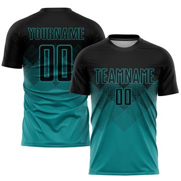 Uksn Individuelles Petrol Schwarz Sublimations-Fußballtrikot