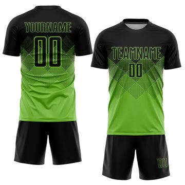 Uksn Individuelles Neongrün Schwarz Sublimations-Fußballtrikot
