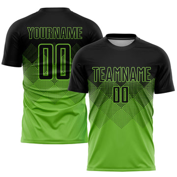Uksn Individuelles Neongrün Schwarz Sublimations-Fußballtrikot