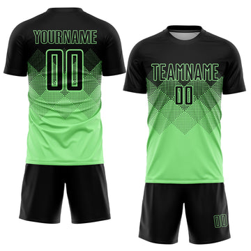 Uksn Individuelles Erbsengrün Schwarz Sublimations-Fußballtrikot