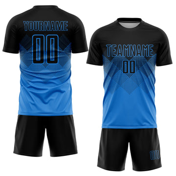 Uksn Individuelles Puderblau Schwarz Sublimations-Fußballtrikot