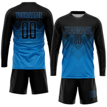 Laden Sie das Bild in den Galerie-Viewer, Uksn Individuelles Blau Schwarz Sublimations-Fußballtrikot
