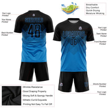 Laden Sie das Bild in den Galerie-Viewer, Uksn Individuelles Blau Schwarz Sublimations-Fußballtrikot
