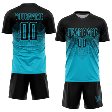 Uksn Individuelles Lakes Blau Schwarz Sublimations-Fußballtrikot