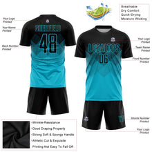 Laden Sie das Bild in den Galerie-Viewer, Uksn Individuelles Lakes Blau Schwarz Sublimations-Fußballtrikot
