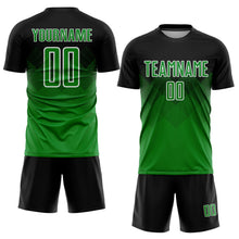 Laden Sie das Bild in den Galerie-Viewer, Uksn Individuelles Schwarz Grasgrün-Weiß Sublimations-Fußballtrikot
