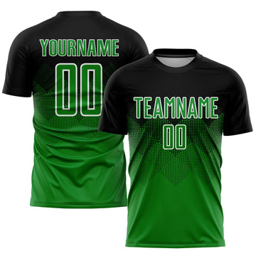 Uksn Individuelles Schwarz Grasgrün-Weiß Sublimations-Fußballtrikot
