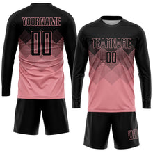 Laden Sie das Bild in den Galerie-Viewer, Uksn Individuelles Mittelrosa Schwarz Sublimations-Fußballtrikot
