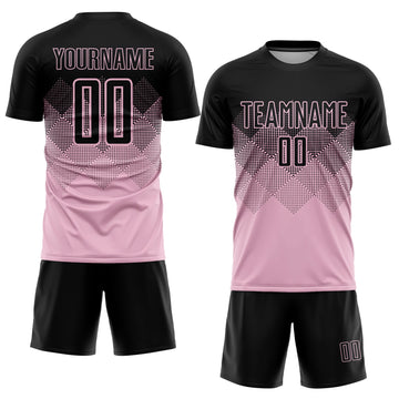 Uksn Individuelles Hellrosa Schwarz Sublimations-Fußballtrikot
