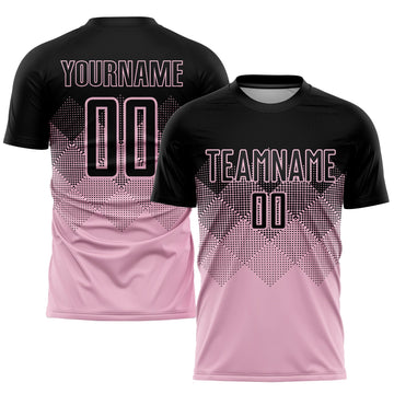 Uksn Individuelles Hellrosa Schwarz Sublimations-Fußballtrikot