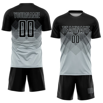Uksn Individuelles Silber Schwarz Sublimations-Fußballtrikot