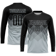 Laden Sie das Bild in den Galerie-Viewer, Uksn Individuelles Silber Schwarz Sublimations-Fußballtrikot
