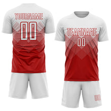 Laden Sie das Bild in den Galerie-Viewer, Uksn Individuelles Rot Weiß Sublimations-Fußballtrikot
