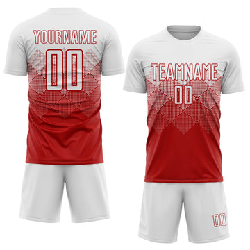 Uksn Individuelles Rot Weiß Sublimations-Fußballtrikot