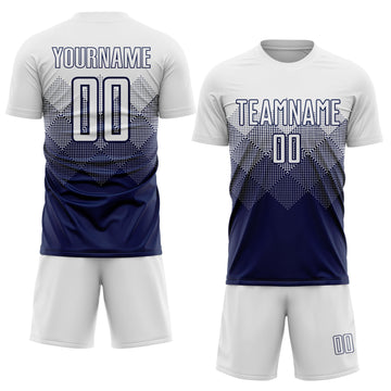 Uksn Individuelles Marineblau Weiß Sublimations-Fußballtrikot