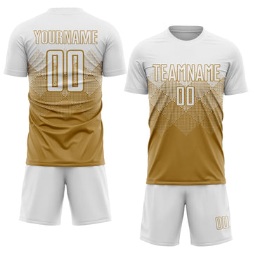 Uksn Individuelles Altgold Weiß Sublimations-Fußballtrikot