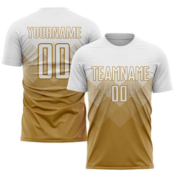 Uksn Individuelles Altgold Weiß Sublimations-Fußballtrikot