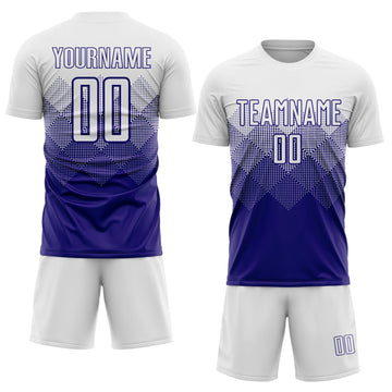 Uksn Individuelles Weiß Dunkelviolett Sublimations-Fußballtrikot