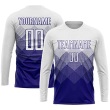 Laden Sie das Bild in den Galerie-Viewer, Uksn Individuelles Weiß Dunkelviolett Sublimations-Fußballtrikot
