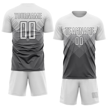Uksn Individuelles Stahlgrau Weiß Sublimations-Fußballtrikot