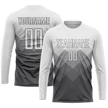 Laden Sie das Bild in den Galerie-Viewer, Uksn Individuelles Stahlgrau Weiß Sublimations-Fußballtrikot
