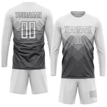Laden Sie das Bild in den Galerie-Viewer, Uksn Individuelles Stahlgrau Weiß Sublimations-Fußballtrikot
