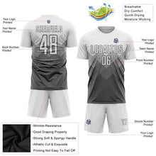 Laden Sie das Bild in den Galerie-Viewer, Uksn Individuelles Stahlgrau Weiß Sublimations-Fußballtrikot
