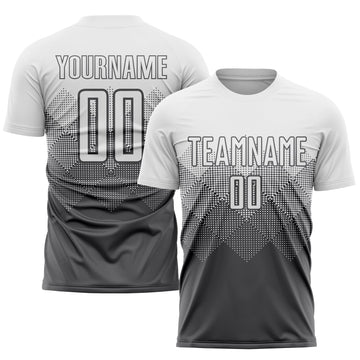 Uksn Individuelles Stahlgrau Weiß Sublimations-Fußballtrikot