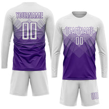 Laden Sie das Bild in den Galerie-Viewer, Uksn Individuelles Violett Weiß Sublimations-Fußballtrikot
