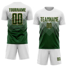 Laden Sie das Bild in den Galerie-Viewer, Uksn Individuelles Weiß Grün-Altgold Sublimations-Fußballtrikot
