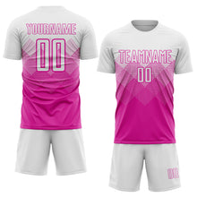 Laden Sie das Bild in den Galerie-Viewer, Uksn Individuelles Dunkelrosa Weiß Sublimations-Fußballtrikot
