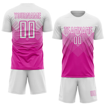 Uksn Individuelles Dunkelrosa Weiß Sublimations-Fußballtrikot